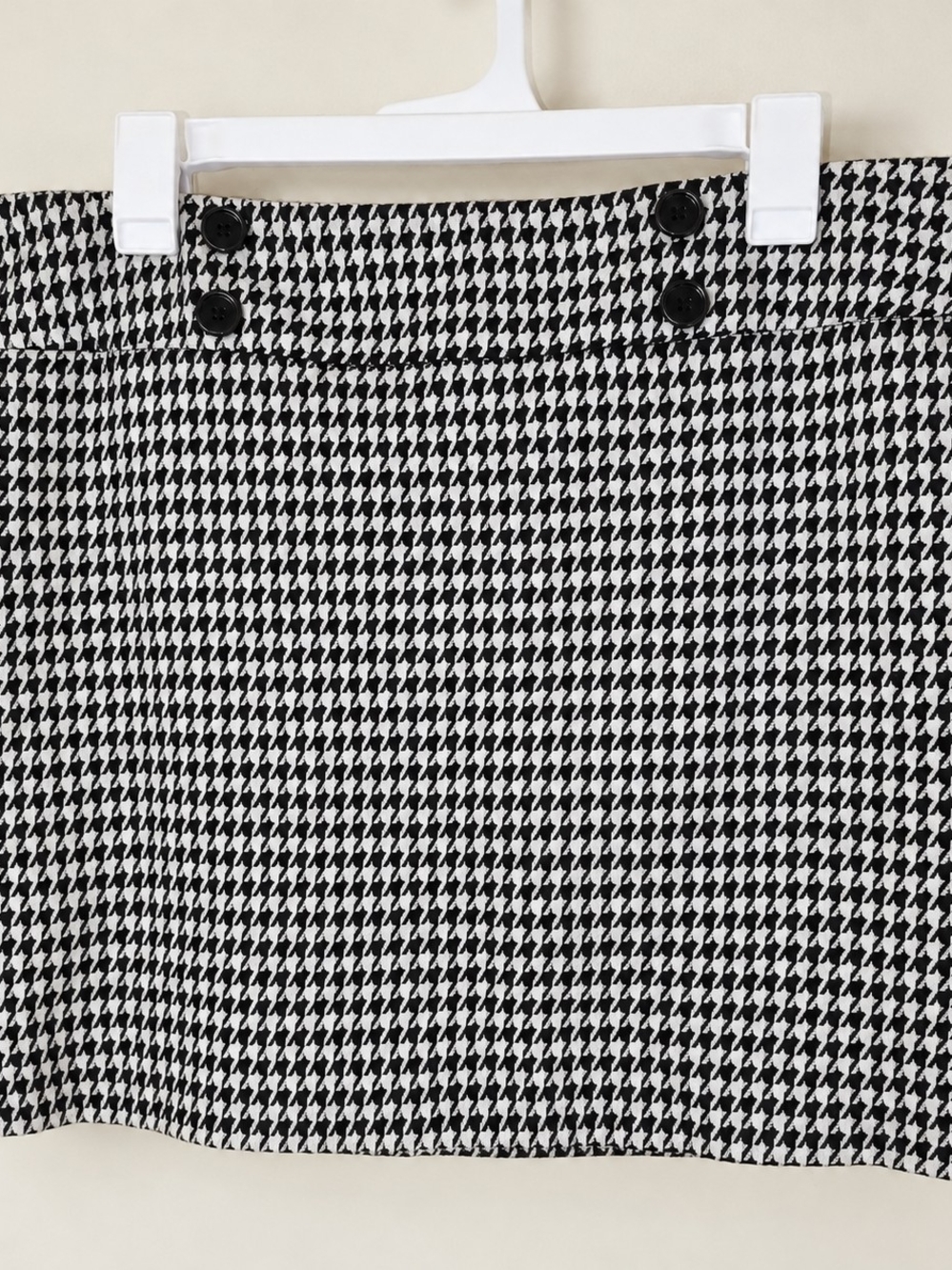 The Limited Black & White Houndstooth Mini Skirt with Button Detail